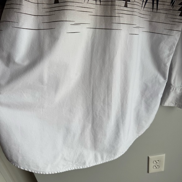 Vintage 90s Aztec Print Pearl Snap Shirt Mens L White Blue Western Ranch Rodeo - Picture 9 of 12